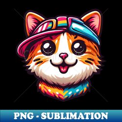 cat wearing a hat and sunglasses - PNG Transparent Sublimation File - Perfect for Sublimation Art