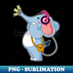 Elephant Headphone Music - PNG Transparent Sublimation Design - Fashionable and Fearless