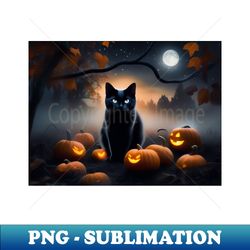 A sleek black cat on Halloween night - Aesthetic Sublimation Digital File - Defying the Norms