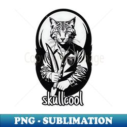 Cat skullcool black and white - Retro PNG Sublimation Digital Download - Enhance Your Apparel with Stunning Detail