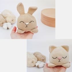 Reversible toy bunny and cat Crochet pattern, digital file PDF, digital pattern PDF, Crochet pattern