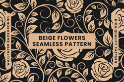 Beige Flowers Seamless Pattern