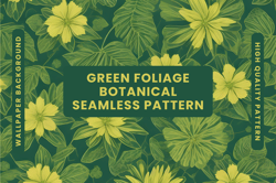 Green Botanical Seamless Pattern