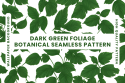 Dark Green Foliage Seamless Pattern PNG JPG SVG, Digital Download