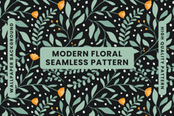 Modern Floral Seamless Pattern PNG JPG SVG, Digital Download