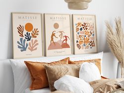 Set of 3 Matisse, Beige Vintage Flower Market Wall Art, Matisse Wall Art, Neutral Boho Wall Art,Matisse Exhibition Art P