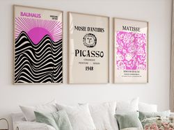 Gallery Wall Art Set Of 3, Picasso Print, Matisse Poster, Picasso Poster, Gallery Wall Bundle, Bauhaus Poster Set, Moder