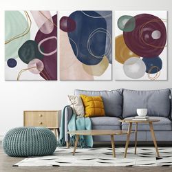 Geometric line art Abstract 3 piece wall art prints Colorful modern decor Extra large minimalist set 3 poster Bedroom fr