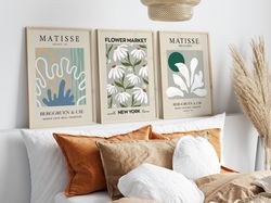 Matisse Print - Flower Market Set of 3, Botanical Wall Art, Exhibition Print Set, Flower Market Prints, Abstract Floral