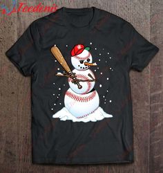 baseball snowman baseball player shirt, cotton christmas shirts mens sale  wear love, share beauty