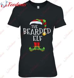 bearded elf family matching christmas group gift pajama shirt, cheap christmas family shirts  wear love, share beauty