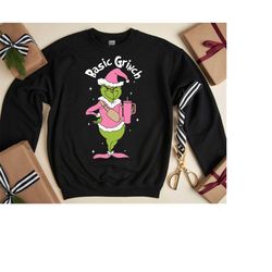 Basic Grinch Pink Funny Sweatshirt, Merry Christmas Shirt, Christmas Gift Shirt, My Day I'm Booked Grinch Christmas Shir
