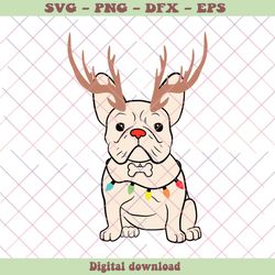 French Bulldog Christmas Lights SVG Graphic Design File