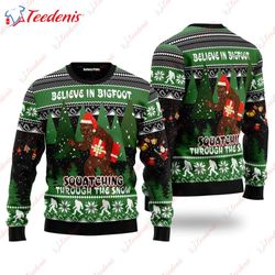 Bigfoot Surfing Swells Ugly Christmas Sweater, Christmas Adult Sweaters  Wear Love, Share Beauty