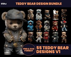 Bear Tshirt designs bundle, Bear Streetwear design,Bear design, Urban, Teddy Bear design, DTG, DTF 12