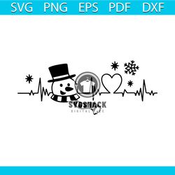 Retro Christmas Heartbeat Snowman SVG Digital Cricut File