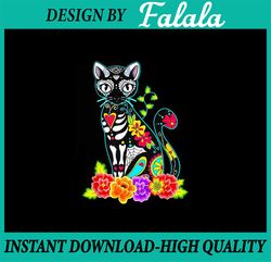 Dia De Los Muertos Cat Figurine Day of the Dead Png, Funny Christmas Cat Flower Png, Chistmas Png, Digital Download