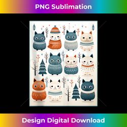 Cat family, Christmas, tree, Norway Pattern, ornament, decor Tank To - Artisanal Sublimation PNG File - Infuse Everyday with a Celebratory Spirit