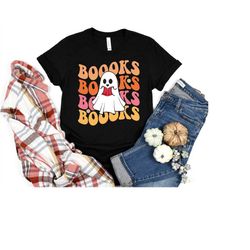 Halloween Library Shirt, Ghost Books Halloween Shirt, Teacher Halloween Shirt, Book Lover Shirt, Halloween Reading Shirt