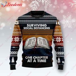 Book Retro Vintage Ugly Christmas Sweater, Womens Ugly Christmas Sweater  Wear Love, Share Beauty