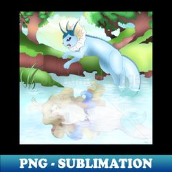Mermaid with water fox - PNG Transparent Digital Download File for Sublimation - Perfect for Creative Projects
