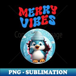 Merry vibes penguin winter snow no 54 - PNG Transparent Digital Download File for Sublimation - Capture Imagination with Every Detail