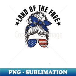 Womens Messy Bun Patriotic American Flag - Premium PNG Sublimation File - Bold & Eye-catching