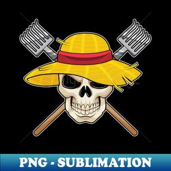 skull with hat as farmer with rake - high-resolution png sublimation file - perfect for sublimation art