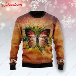 Butterfly Vintage Ugly Christmas Sweater, Ugly Christmas Sweater Womens  Wear Love, Share Beauty