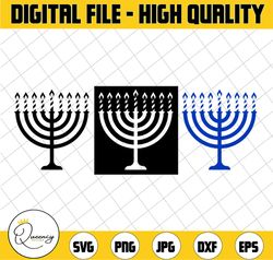 menorah candle svg, menorah silhouette svg, menorah cut file, hanukkah svg, digital download, menorah dxf, pdf, png, eps