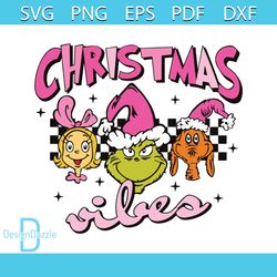 Retro Pink Grinch Friends Christmas Vibes SVG For Cricut Files