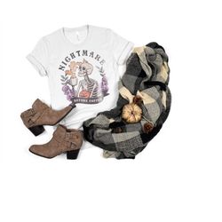 Nightmare Before Coffee Comfort Colors Shirt, Coffee Lover Gift, Halloween Flowers Gift, Coffee Skull Shirt, Skeleton Co