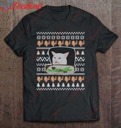Cat Meme Woman Yelling At Table Dinner Christmas Shirt, Funny Kids Christmas Shirts Family  Wear Love, Share Beauty