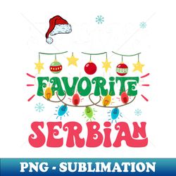 Santas Favorite Serbian Santa Hat Serbia Xmas Lights Christmas - Retro PNG Sublimation Digital Download - Fashionable and Fearless