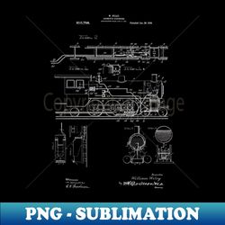 Train Patent Vintage Locomotive Illustration - High-Resolution PNG Sublimation File - Transform Your Sublimation Creations