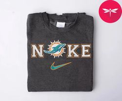 NIKE NFL Miami Dolphins Logo Embroidered Sweatshirt, NIKE NFL Sport Embroidered Sweatshirt, NFL Embroidered Shirt