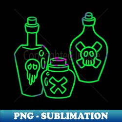 poison bottles in toxic neon green and purple vector illustration - artistic sublimation digital file - bold & eye-catching