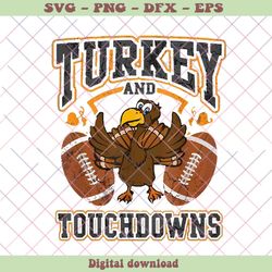Funny Turkey And Touchdowns Football PNG Download