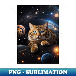 Tabby Cat Blue Eyes Lost in Space Help Me - Decorative Sublimation PNG File - Perfect for Sublimation Art