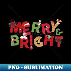 Merry and Bright Christmas - Instant PNG Sublimation Download - Spice Up Your Sublimation Projects