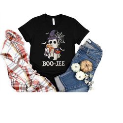 Boo-Jee Comfort Colors Shirt, Ghost With Coffee T-shirt, Cute Ghost Shirt, Boo Jee T-Shirt, Boo-Jee Shirt, Cute Spooky C