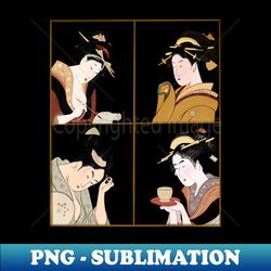 4 beauties from Japanese woodblock paintings - Modern Sublimation PNG File - Spice Up Your Sublimation Projects