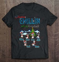 Chillin With My Grandkids Penguins Christmas Sweater Shirt, Mens Funny Xmas T Shirts  Wear Love, Share Beauty