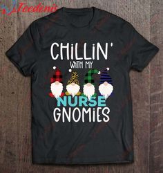 Chillin With My Nurse Gnomies Christmas Plaid Leopard Gnomes Shirt, Men Funny Christmas Shirts For Work  Wear Love, Shar