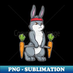 Rabbit with Carrots at Bodybuilding with Dumbbells - Instant Sublimation Digital Download - Instantly Transform Your Sublimation Projects