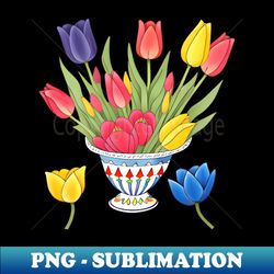 Vase of Vibrant Tulips - Elegant Sublimation PNG Download - Add a Festive Touch to Every Day