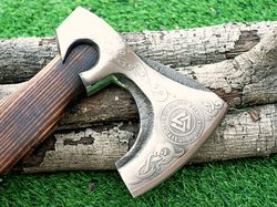 Custom Handmade Carbon Steel Viking Hatchet Tomahawk Hunting Axe