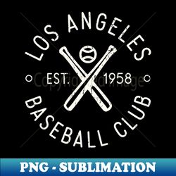 Retro LA Baseball Club Stamp Logo White - Premium PNG Sublimation File - Unlock Vibrant Sublimation Designs