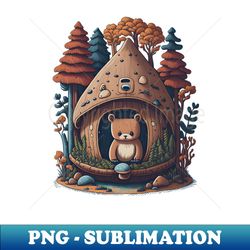 Fairytale Cottage Bear - Vintage Sublimation PNG Download - Boost Your Success with this Inspirational PNG Download