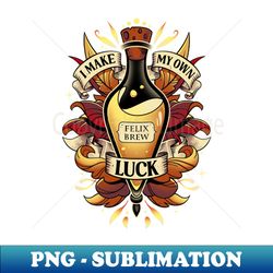 Elixir of Golden Luck - Lucky Felix Brew - Instant PNG Sublimation Download - Perfect for Personalization